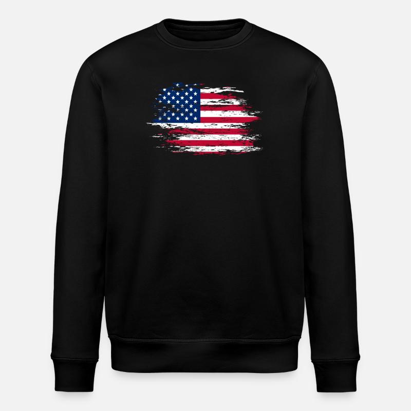 Drapeau des États-Unis utilisé - Sweat bio ROLLER Stanley/Stella Unisexe - noir