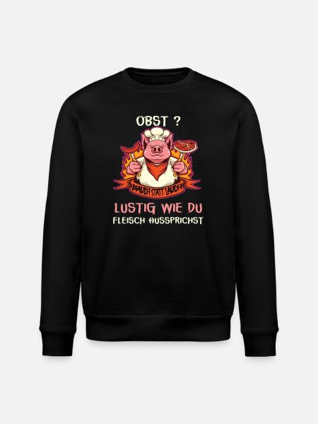 Witziges Schwein mit Fleischspruch - Stanley/Stella Unisex Bio-Sweatshirt ROLLER - Schwarz