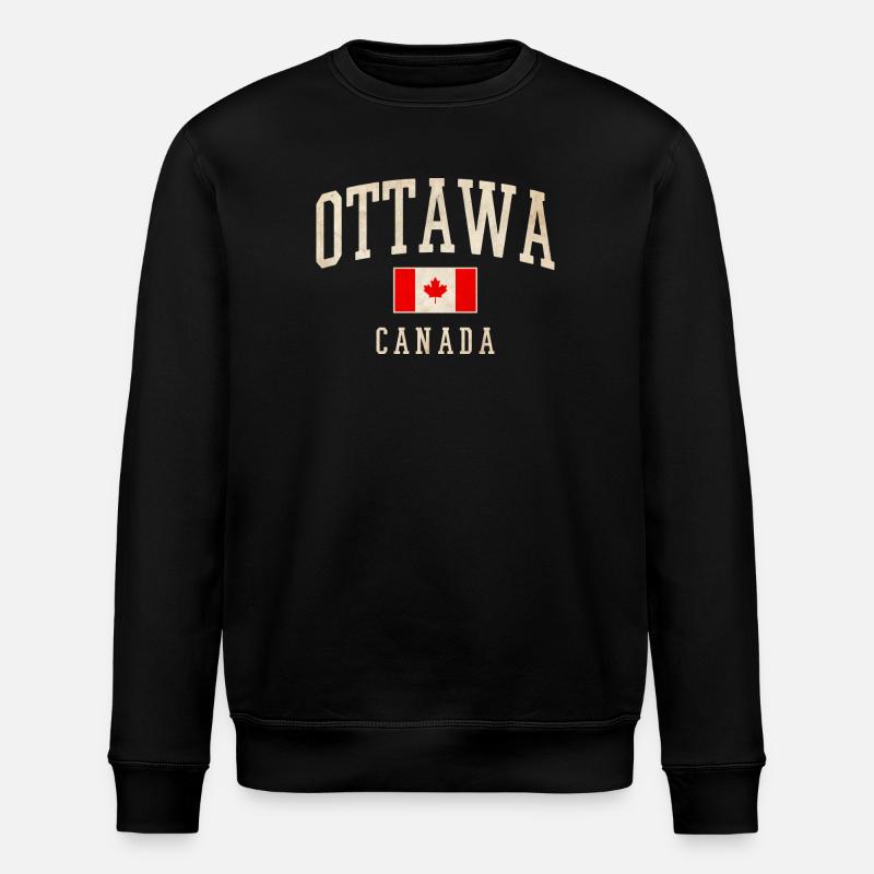 Ottawa Canada Flag Design - Stanley/Stella ROLLER Unisex Organic Sweatshirt - black