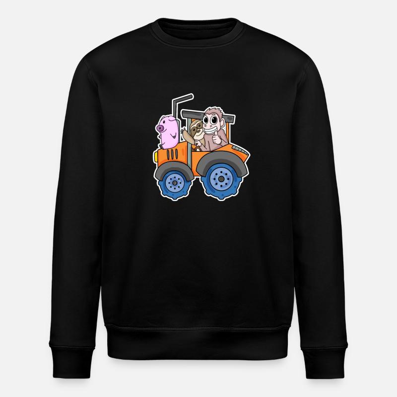Traktor Trecker Niedliche Tiere - Stanley/Stella Unisex Bio-Sweatshirt ROLLER - Schwarz
