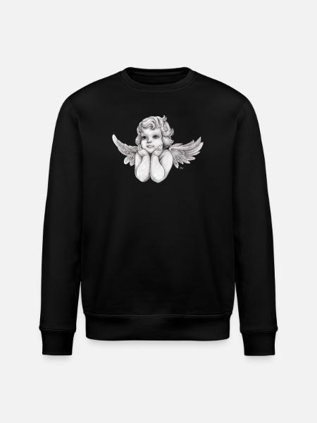 Kleine träumerische Engel-Putte - Stanley/Stella Unisex Bio-Sweatshirt ROLLER - Schwarz