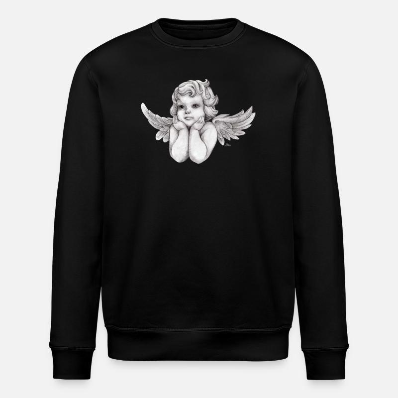 Little dreamy angel cherub - Stanley/Stella ROLLER Unisex Organic Sweatshirt - black