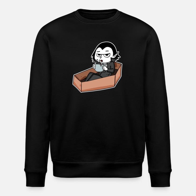 Vampire drinks coffee - Stanley/Stella ROLLER Unisex Organic Sweatshirt - black