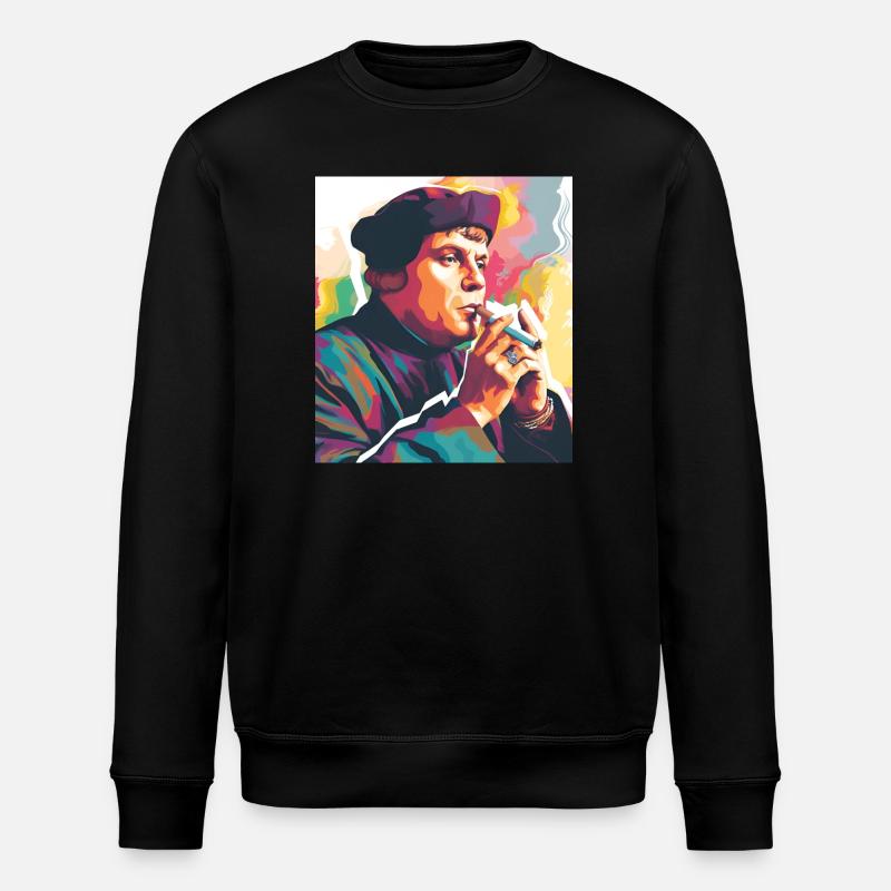 Martin Luther smoking - Stanley/Stella ROLLER Unisex Organic Sweatshirt - black