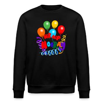 Hippe hippe Hurra-Girlanden und Luftballons - Stanley/Stella Unisex Bio-Sweatshirt ROLLER - Schwarz - Vorne - Nik (191cm)