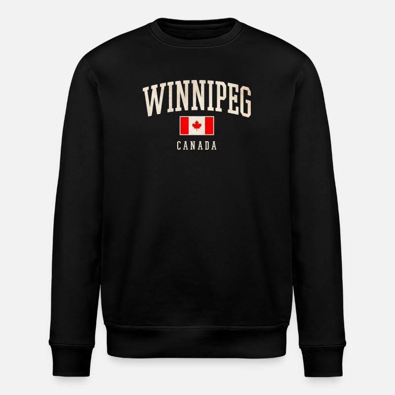 Winnipeg Canada Retro Varsity - Stanley/Stella ROLLER Unisex Organic Sweatshirt - black