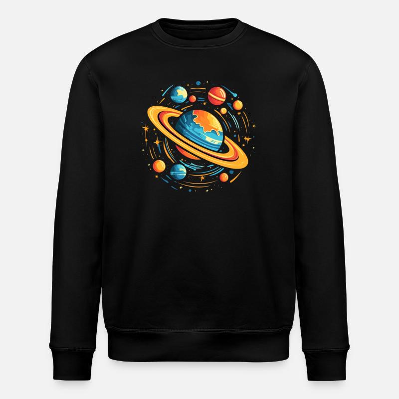 Space Galaxy Planets - Stanley/Stella ROLLER Unisex Organic Sweatshirt - black