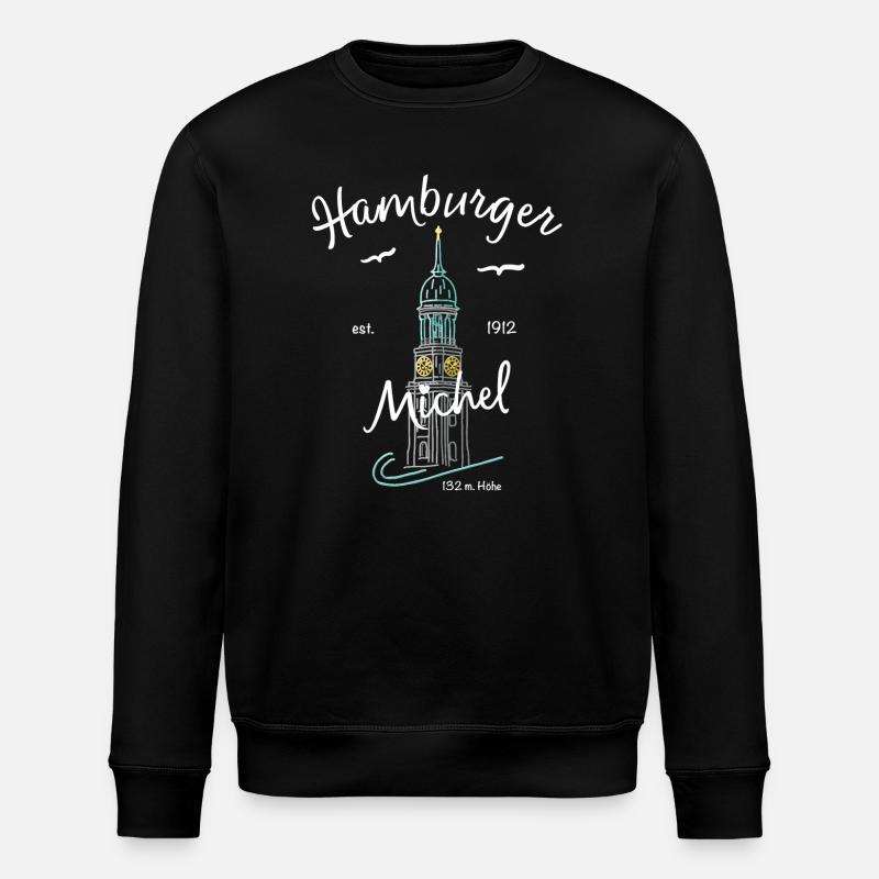 Hamburger Michel, Kirchturm, Germany - Stanley/Stella ROLLER Unisex Organic Sweatshirt - black