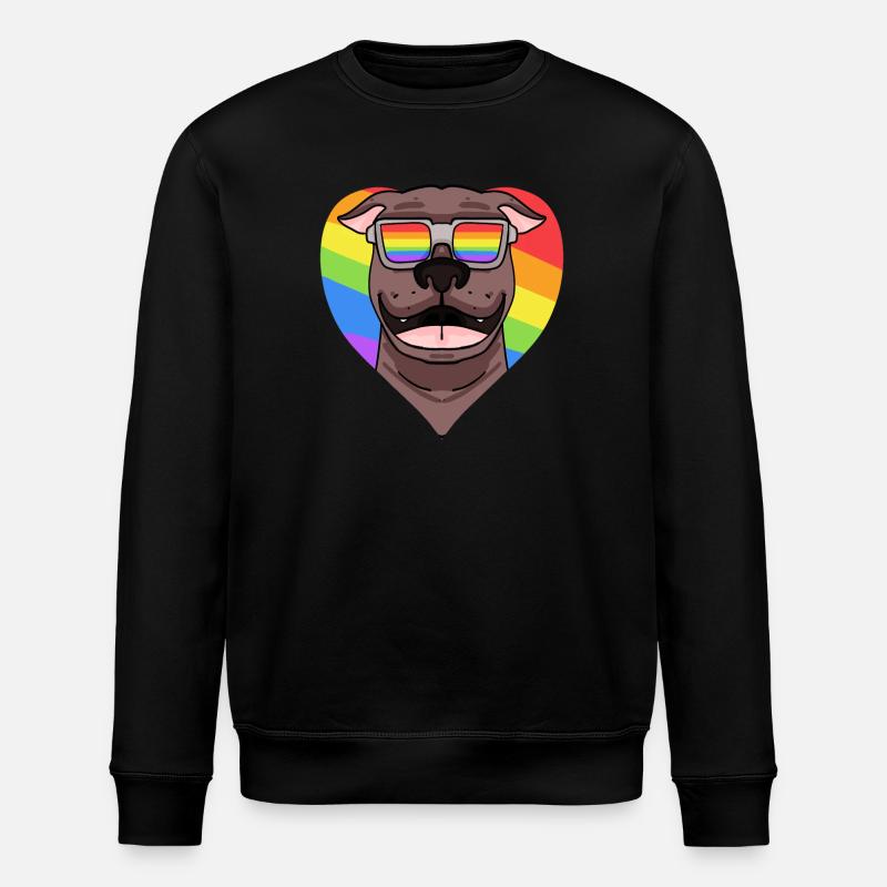 Rainbow - Chien pitbull avec lunettes - Sweat bio ROLLER Stanley/Stella Unisexe - noir