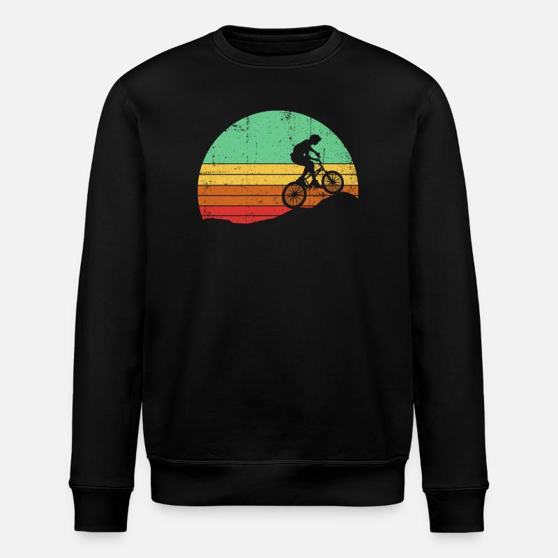 Retro Sonnenuntergang Radfahrer Silhouette - Stanley/Stella Unisex Bio-Sweatshirt ROLLER - Schwarz