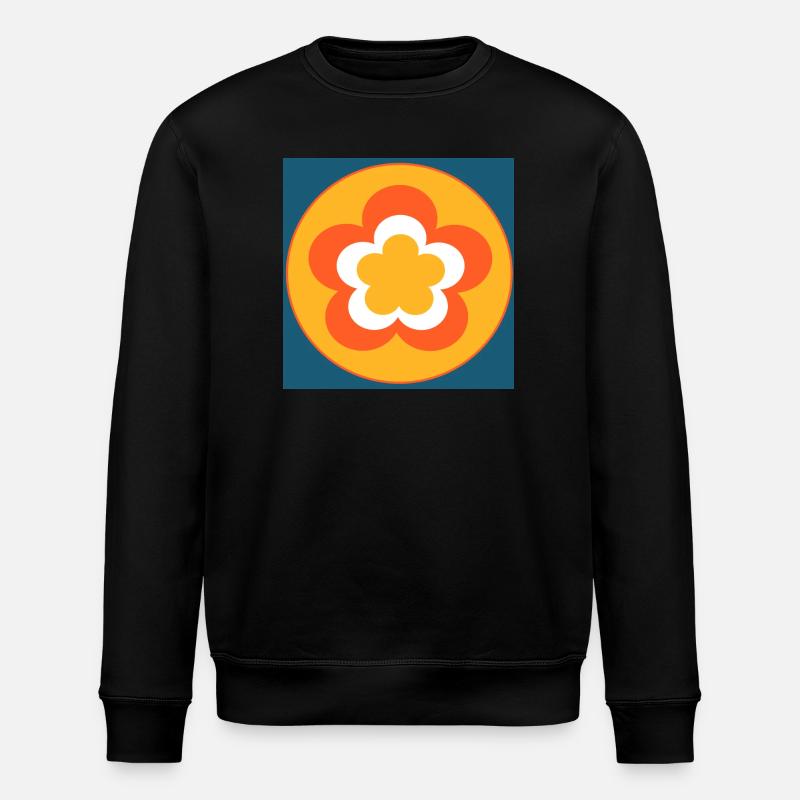 70er Jahre Blume Muster - Stanley/Stella Unisex Bio-Sweatshirt ROLLER - Schwarz