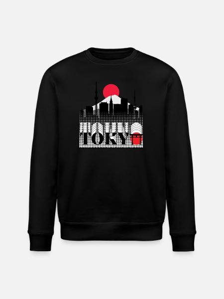 Tokyo Skyline Retro Rotsonne Design - Stanley/Stella Unisex Bio-Sweatshirt ROLLER - Schwarz