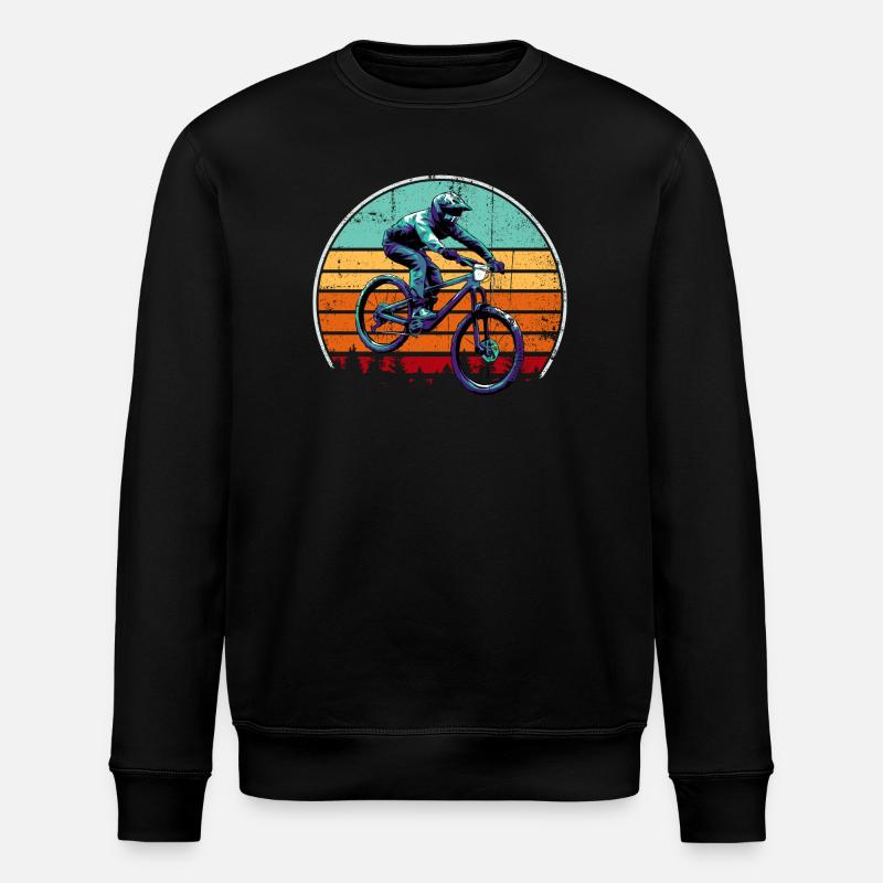 Retro Sunset MTB Racer - Stanley/Stella ROLLER Unisex Organic Sweatshirt - black