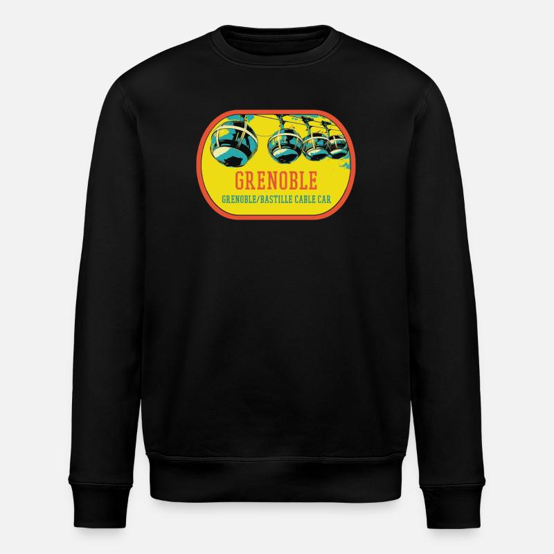 Illustration Seilbahn von Grenoble, Frankreich - Stanley/Stella Unisex Bio-Sweatshirt ROLLER - Schwarz