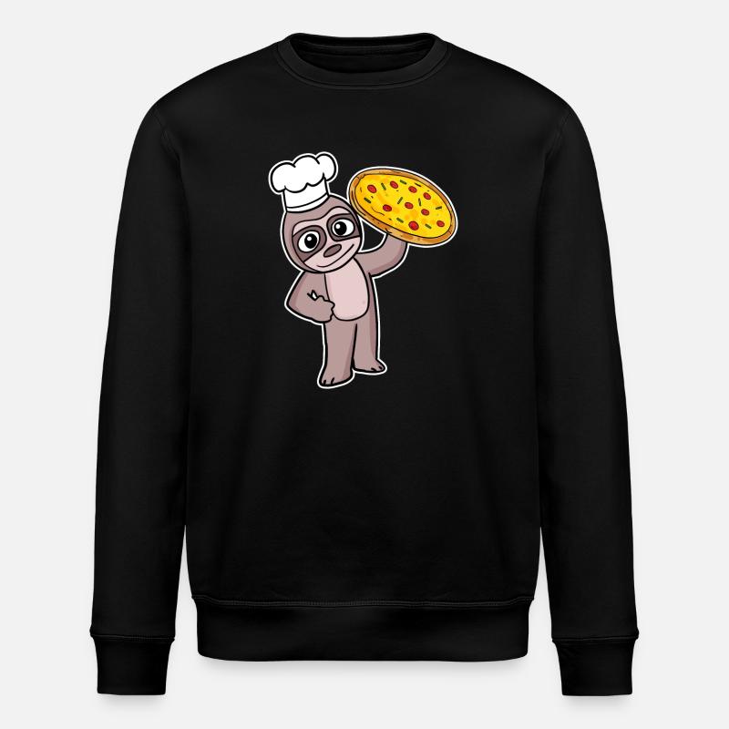 Pizzabäcker Pizza Koch Faultier Italien - Stanley/Stella Unisex Bio-Sweatshirt ROLLER - Schwarz