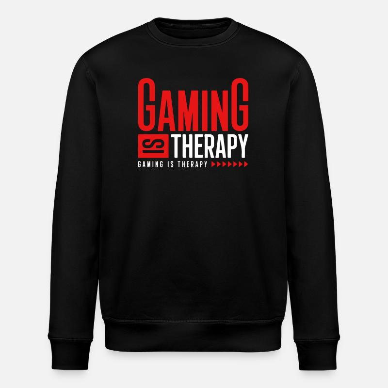 GAMING IS THERAPY - Stanley/Stella ROLLER Unisex Organic Sweatshirt - black