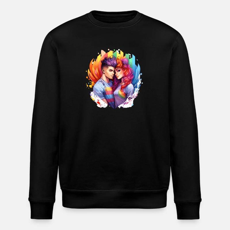 Regenbogenliebe Duo im Farbrausch - Stanley/Stella Unisex Bio-Sweatshirt ROLLER - Schwarz