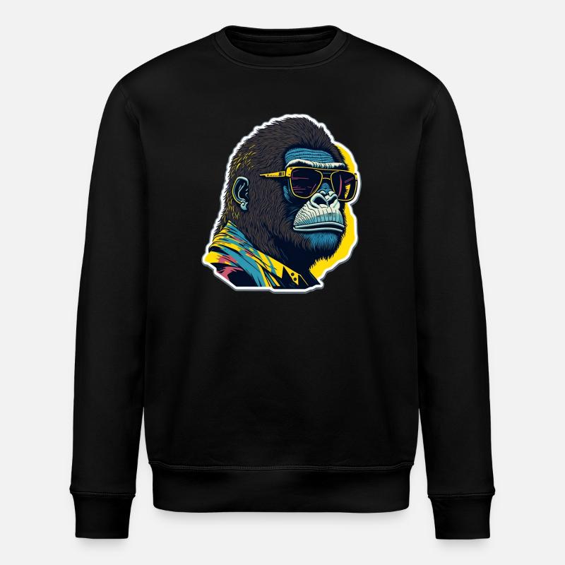 Gorilla with sunglasses - Stanley/Stella ROLLER Unisex Organic Sweatshirt - black