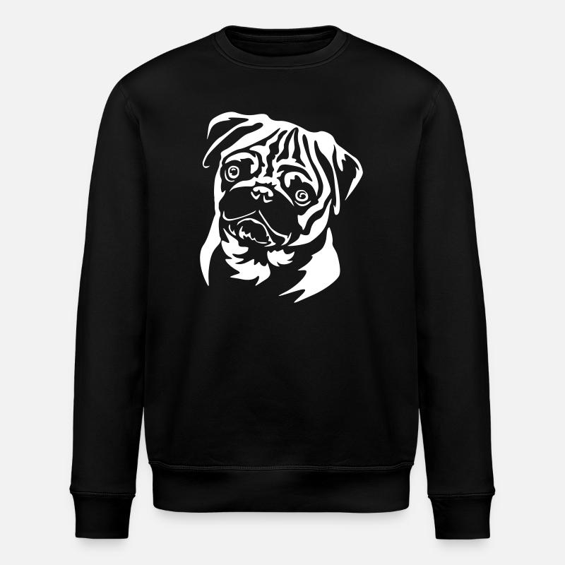 Mops Kopf "Black Edition" - Stanley/Stella Unisex Bio-Sweatshirt ROLLER - Schwarz