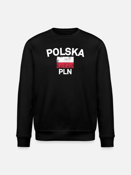 Polska Flag PLN Emblem - Stanley/Stella ROLLER Unisex Organic Sweatshirt - black