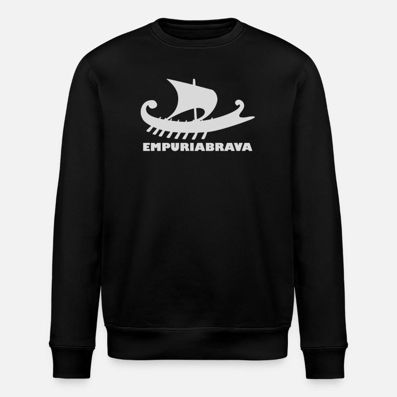 Ship Empuriabrava/ Font light grey - Stanley/Stella ROLLER Unisex Organic Sweatshirt - black