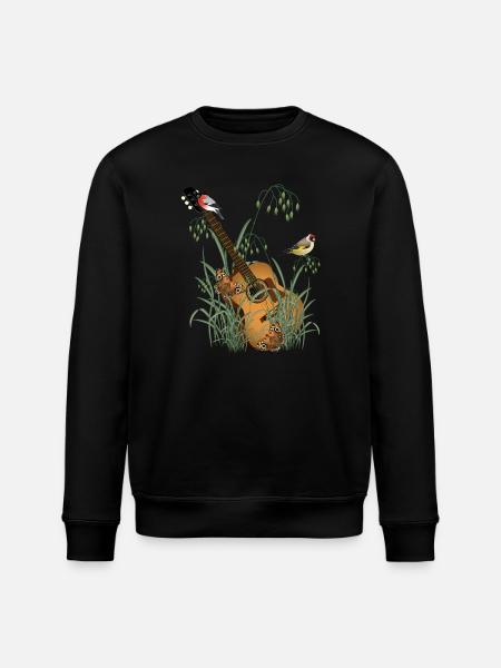 Guitare dans l’herbe avec des oiseaux - Sweat bio ROLLER Stanley/Stella Unisexe - noir