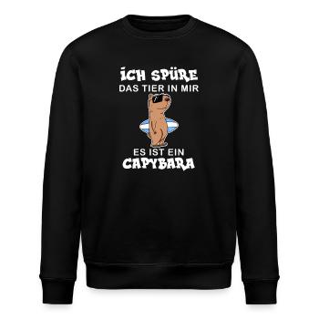 Capybara Wasserschwein Capybaras - Stanley/Stella Unisex Bio-Sweatshirt ROLLER - Schwarz - Vorne - Nik (191cm)