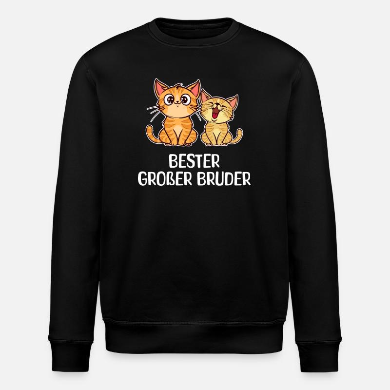Geschwisterliebe Bro Katze Statement Großer Bruder - Stanley/Stella Unisex Bio-Sweatshirt ROLLER - Schwarz