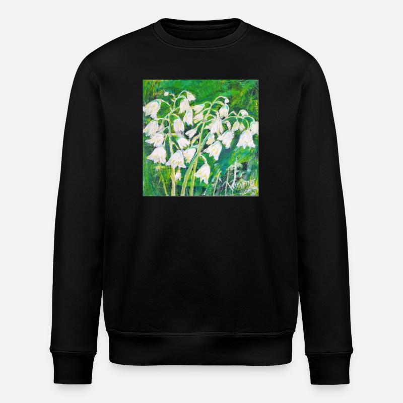 Maiglöckchen im impressionistischen Stil - Stanley/Stella Unisex Bio-Sweatshirt ROLLER - Schwarz
