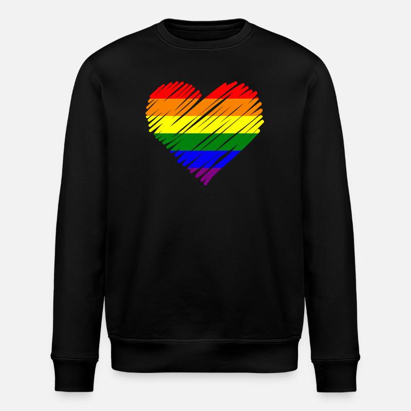 Rainbow Pride Heart - Stanley/Stella ROLLER Unisex Organic Sweatshirt - black