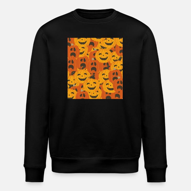 Spooky Pumpkins Halloween Pattern - Stanley/Stella ROLLER Unisex Organic Sweatshirt - black