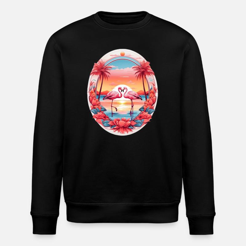 Flamingos - Stanley/Stella Unisex Bio-Sweatshirt ROLLER - Schwarz