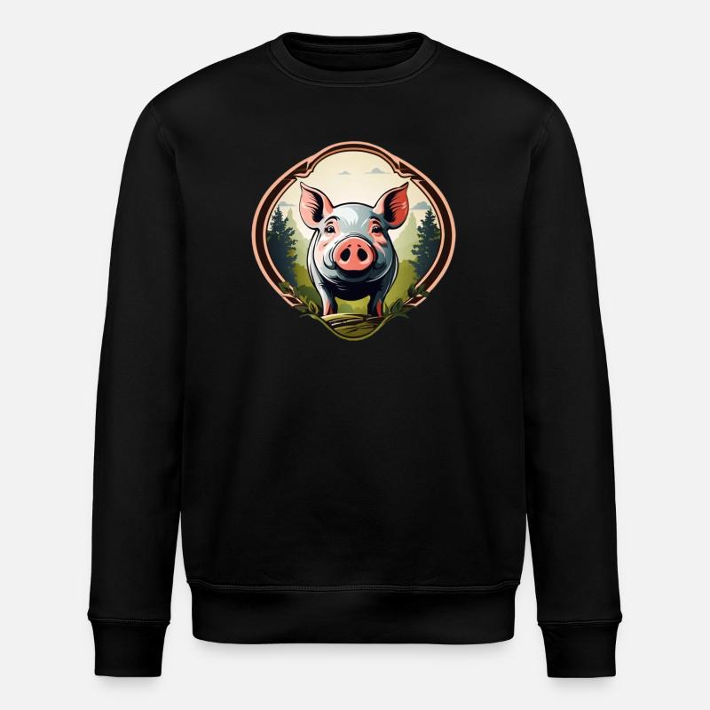 Glücksschwein - Stanley/Stella Unisex Bio-Sweatshirt ROLLER - Schwarz