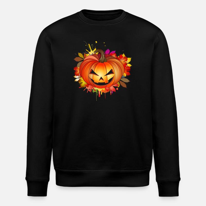 Halloween pumpkin with autumnal graffiti - Stanley/Stella ROLLER Unisex Organic Sweatshirt - black