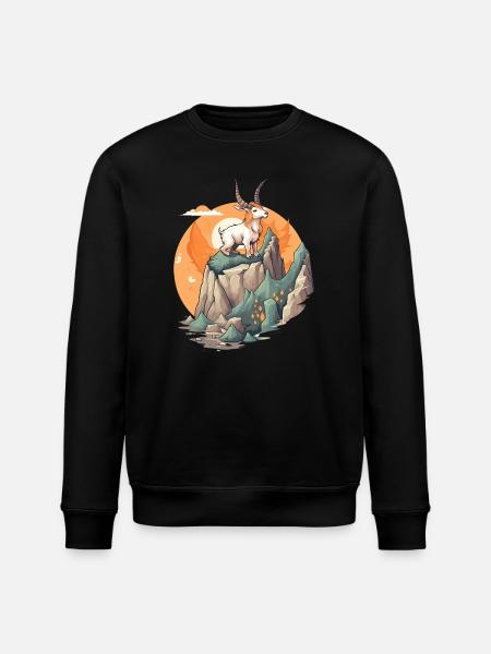 Gartenfreund Ziege auf Bergspitze - Stanley/Stella Unisex Bio-Sweatshirt ROLLER - Schwarz