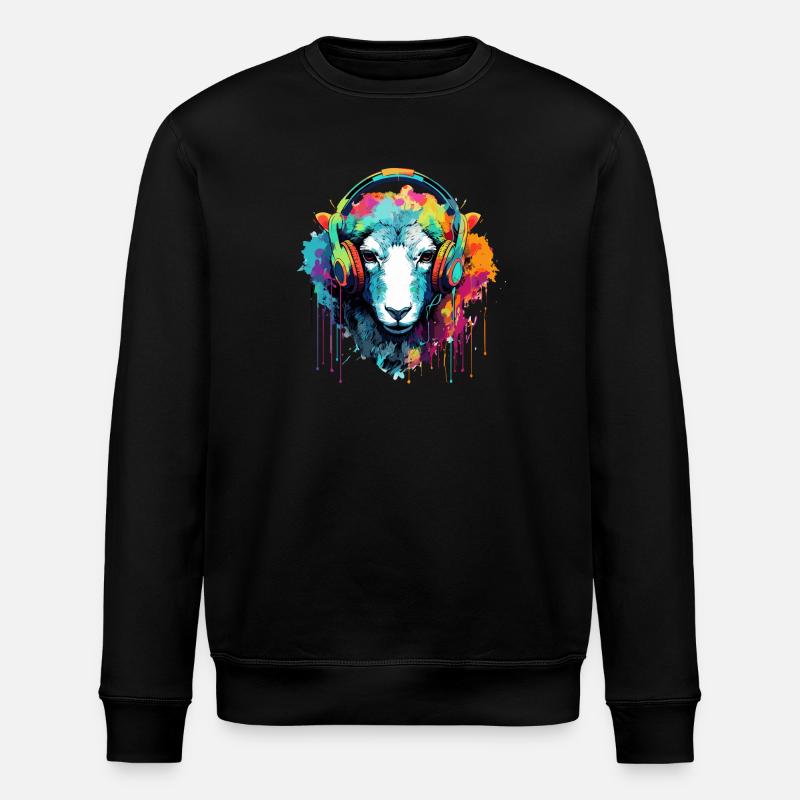 Moutons avec écouteurs Moutons animaux - Sweat bio ROLLER Stanley/Stella Unisexe - noir