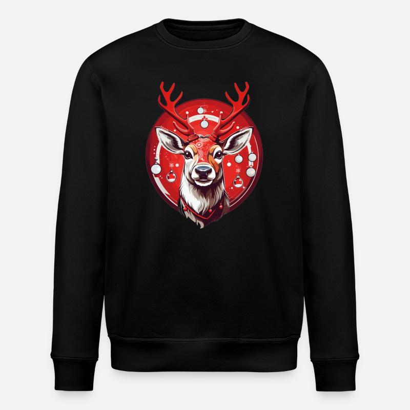 Renne avec des boules de Noël - Sweat bio ROLLER Stanley/Stella Unisexe - noir