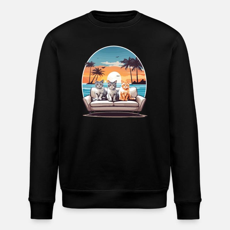 Chats au bord de la mer - Sweat bio ROLLER Stanley/Stella Unisexe - noir