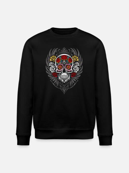 Sugar Skull Halloween Wings - Stanley/Stella ROLLER Unisex Organic Sweatshirt - black