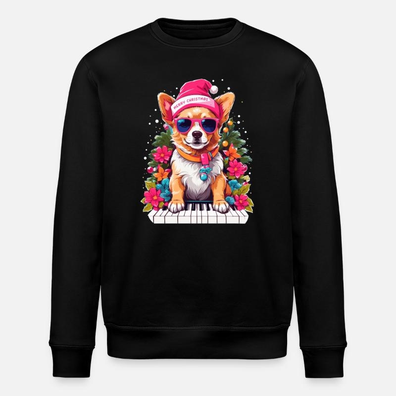 Hund mit Piano - Stanley/Stella Unisex Bio-Sweatshirt ROLLER - Schwarz