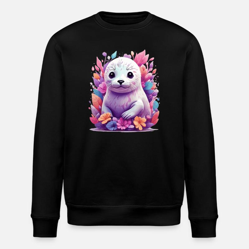 Süßer Seehund - Stanley/Stella Unisex Bio-Sweatshirt ROLLER - Schwarz