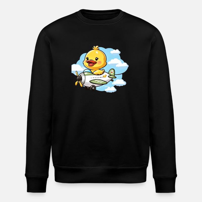 Cute Duck Aviator Design - Stanley/Stella ROLLER Unisex Organic Sweatshirt - black