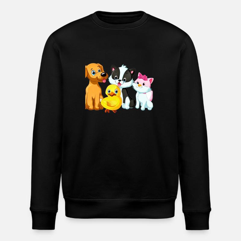 Entzückende Welpe Katze Ente Illustration - Stanley/Stella Unisex Bio-Sweatshirt ROLLER - Schwarz