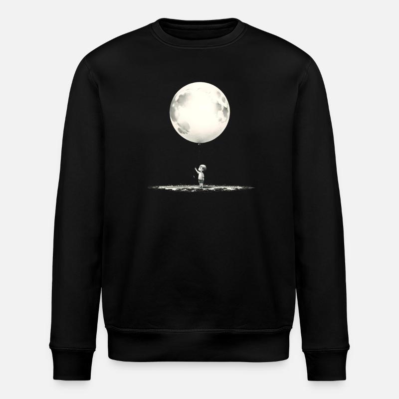 Child with Moon Balloon - Stanley/Stella ROLLER Unisex Organic Sweatshirt - black