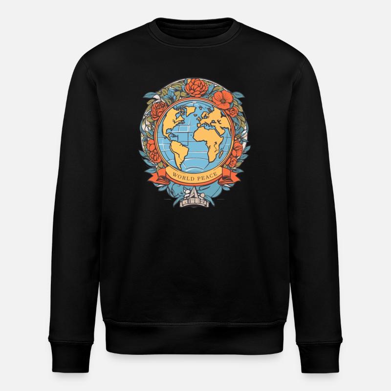 Paix mondiale sur Terre - Sweat bio ROLLER Stanley/Stella Unisexe - noir
