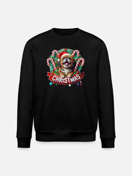 christmas Mignon petit chien - Sweat bio ROLLER Stanley/Stella Unisexe - noir