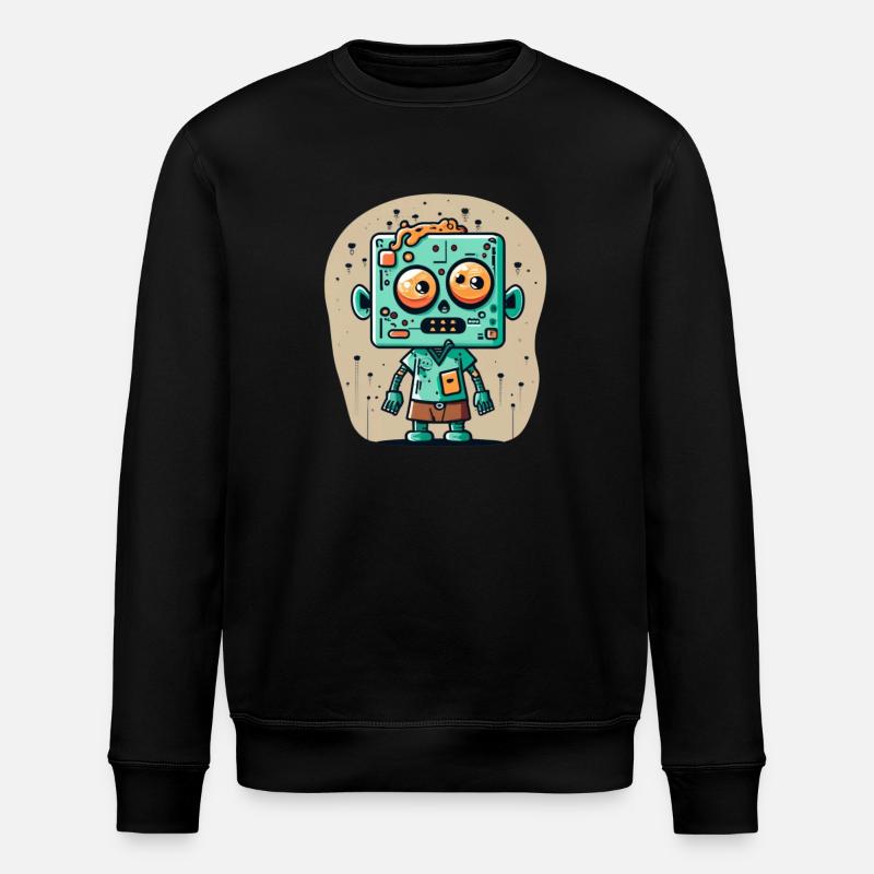 Cute zombie with a square head - Stanley/Stella ROLLER Unisex Organic Sweatshirt - black