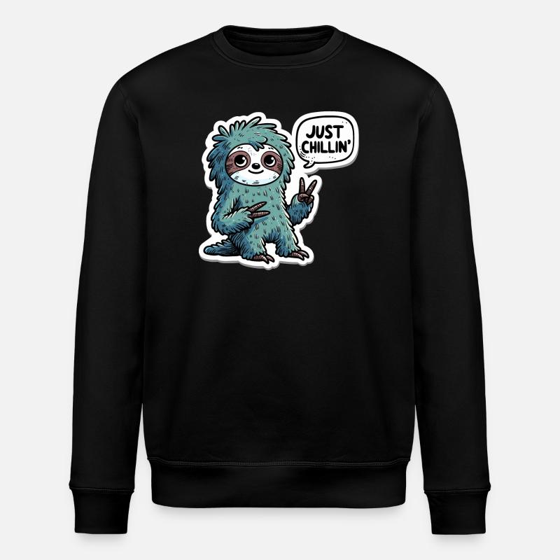 Just Chillin Faultier Sticker - Stanley/Stella Unisex Bio-Sweatshirt ROLLER - Schwarz