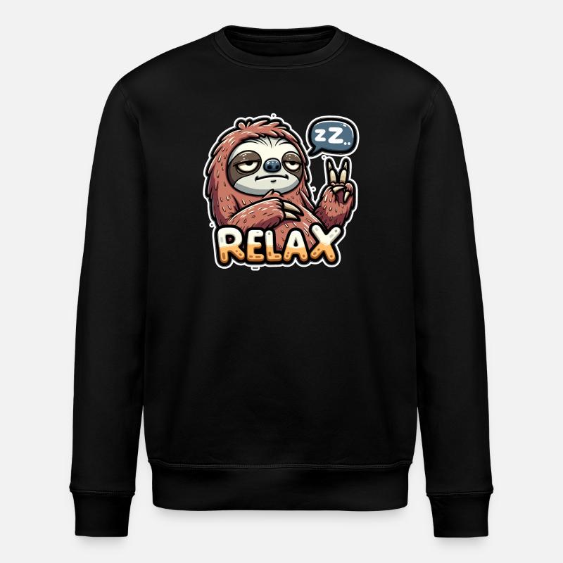 Sloth, relax, chill and rest - Stanley/Stella ROLLER Unisex Organic Sweatshirt - black