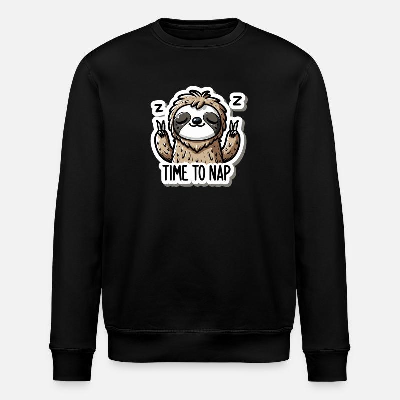 Autocollant Time to Nappen Sloth - Sweat bio ROLLER Stanley/Stella Unisexe - noir